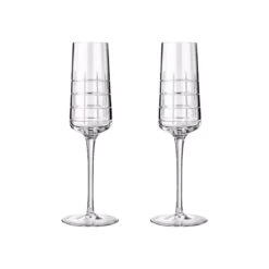 Set Of 2 Champagne Flutes Graphik Crystal