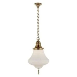 Xavier Small Pendant In Natural Brass With White Glass